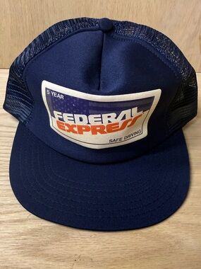 Vintage FedEx Blue Whit Mesh Snap Back Trucker Hat